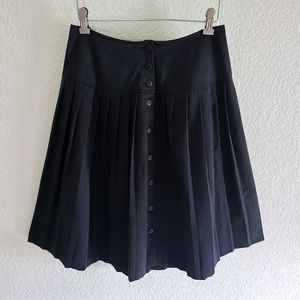 Vintage 80s Worthington Button Up High Waist Black Pleated Mini Skirt